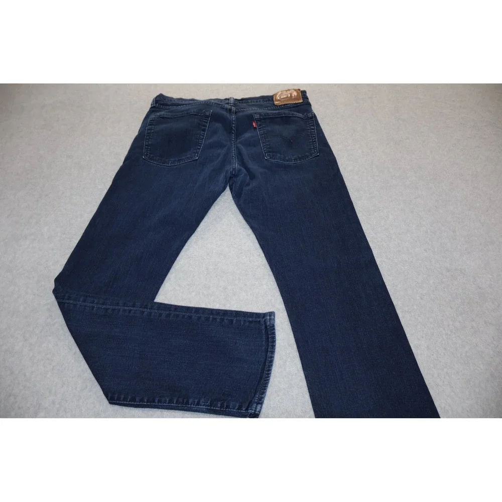 Levi Strauss 513 Slim Straight Men 36x34 Blue Dark Wash Denim Jeans Cotton Blend